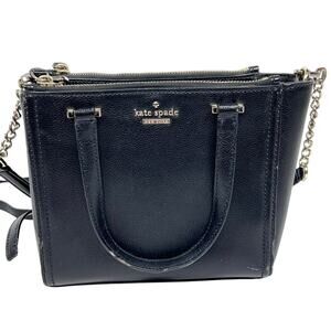 Kate Spade Black Pebble Leather Satchel Crossbody Bag Purse Medium Used